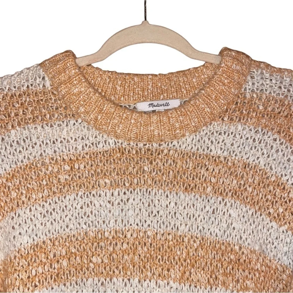 MADEWELL Baez Pullover Sweater in Stripe Marbled Caramel Size Extra Small - Picture 8 of 16